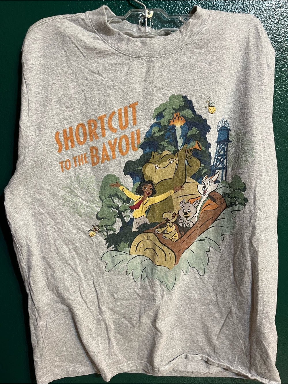 Disney Gray T-Shirt with Green Logo Print
